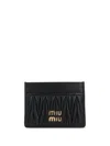 Miu Miu Lamb Leather Cardholder In Black