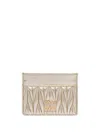 Miu Miu Matelassé Nappa Leather Card Holder In Neutrals