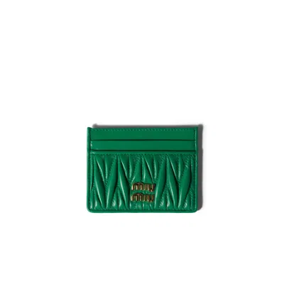 Miu Miu Matelassé Nappa Leather Card Holder In Purple