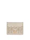 Miu Miu Matelassé Nappa Leather Card Holder In Pirite