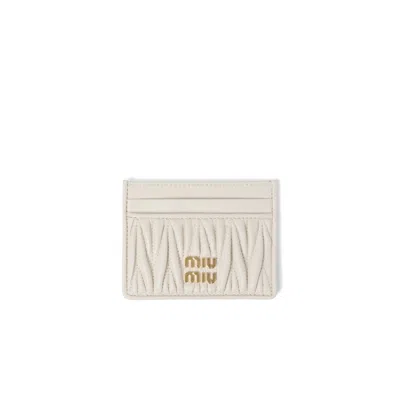 Miu Miu Matelassé Nappa Leather Card Holder In White