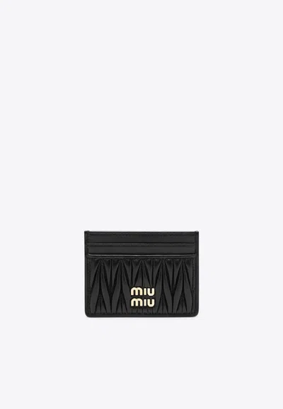 Miu Miu Matelassé Nappa Leather Cardholder In Black