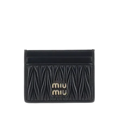 Miu Miu Matelassé Nappa Leather Cardholder In Black