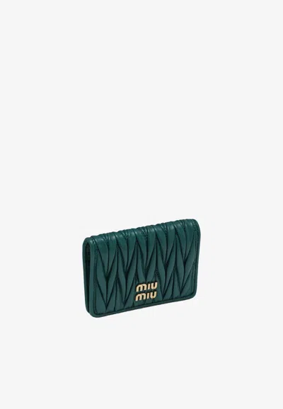 小物 miu miu leather wallet dark green miu-miu-matelasse-nappa-