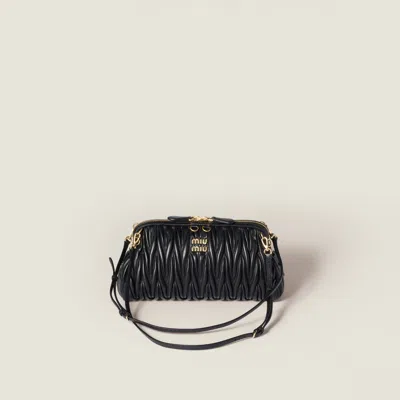 Miu Miu Matelassé Nappa Leather Clutch In Black