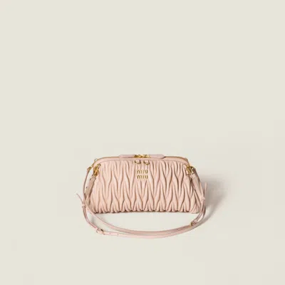 Miu Miu Matelassé Nappa Leather Clutch In Pink
