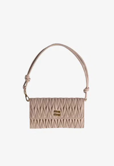 Miu Miu Matelassé Nappa Leather Clutch In Pink