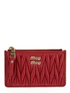 Miu Miu Matelassé Nappa Leather Envelope Wallet In Rosso