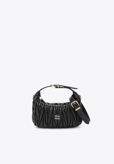 Miu Miu Matelassé Nappa Leather Handbag In Black