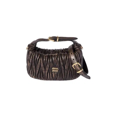 Pre-owned Miu Miu Matelasse Nappa Leather Handbag 'caffe' | Brown | Women's Size Onesize