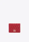 Miu Miu Small Quilted Nappa Leather Wallet Snap Design In Red