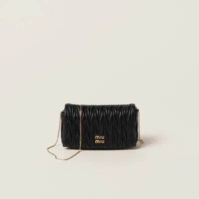 Miu Miu Matelassé Nappa Leather Mini-bag In Black