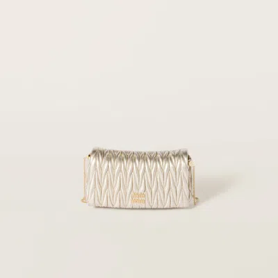 Miu Miu Matelassé Nappa Leather Mini-bag In Pyrite