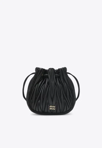 Miu Miu Matelassé Nappa Leather Pouch Bag In Black
