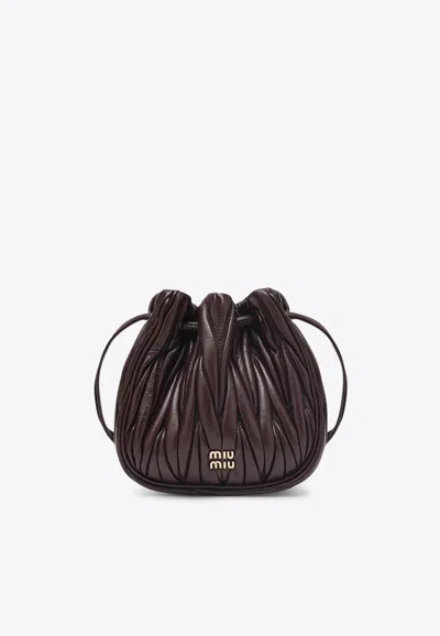 Miu Miu Matelassé Nappa Leather Pouch Bag In Burgundy