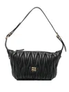 Miu Miu Quilted Leather Handbag Adjustable Strap In Black