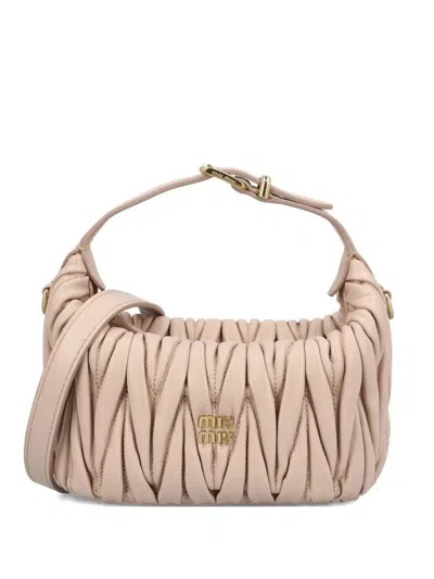 Miu Miu Quilted Nappa Pouch In Nude