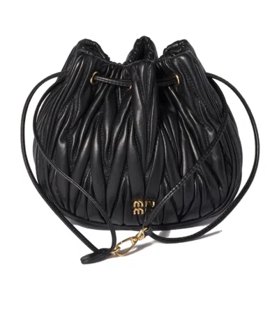 Miu Miu Matelassé Nappa Leather Pouch In Black