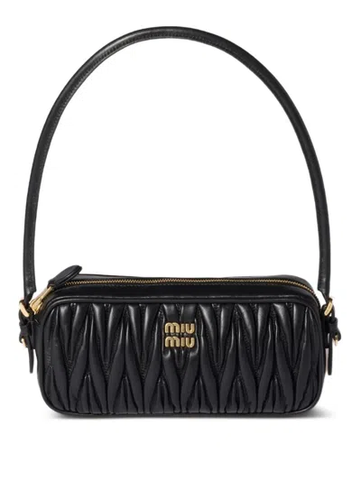 Miu Miu Matelassè Nappa Pouch In Black