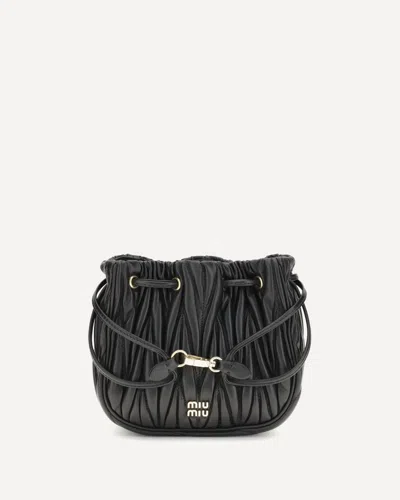 Miu Miu Matelassé Nappa Leather Pouch In Black