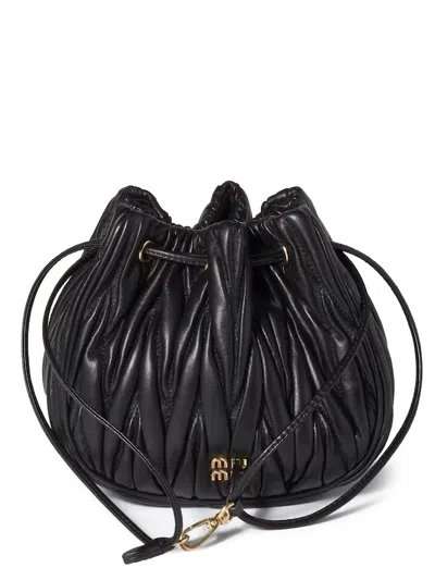 Miu Miu Matelassé Nappa Leather Pouch In Black