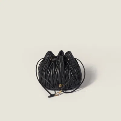 Miu Miu Matelassé Nappa Leather Pouch In Black