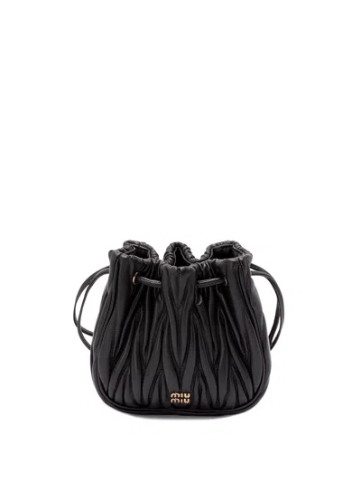 Miu Miu `matelassé` Nappa Leather Pouch In Black