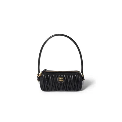 Miu Miu Matelassé Nappa Leather Pouch In Black