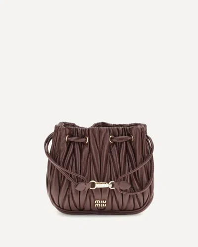Miu Miu Matelassé Nappa Leather Pouch In Burgundy