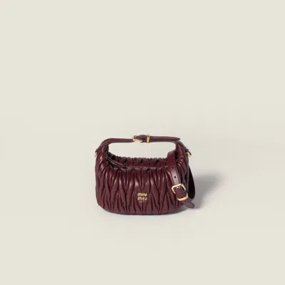 Miu Miu Matelassé Nappa Leather Pouch In Burgundy