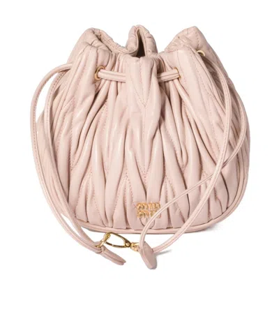 Miu Miu Matelassé Nappa Leather Pouch In Pink