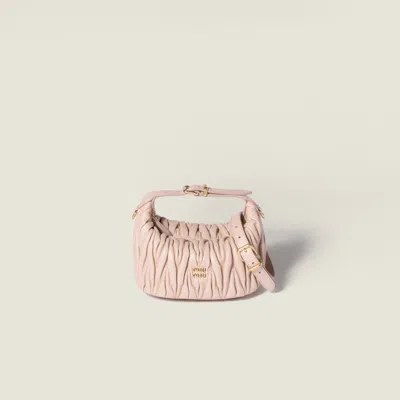 Miu Miu Matelassé Nappa Leather Pouch In Pink