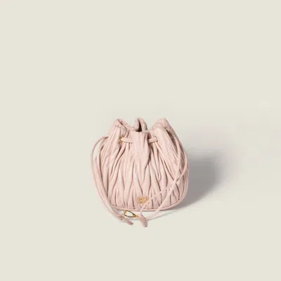 Miu Miu Matelassé Nappa Leather Pouch In Pink