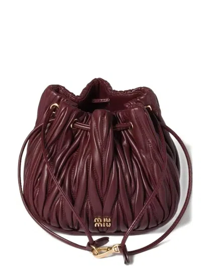 Miu Miu Matelassé Nappa Leather Pouch In Red
