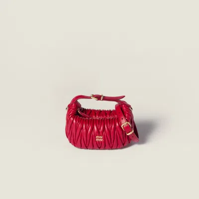 Miu Miu Matelassé Nappa Leather Pouch In Red