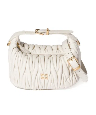 Miu Miu Matelassé Nappa Leather Pouch In White