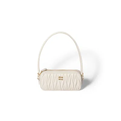 Miu Miu Matelassé Nappa Leather Pouch In White