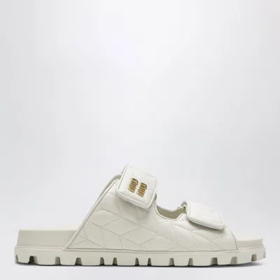 Miu Miu Sandals Adjustable Straps Chunky Sole Hardware In White