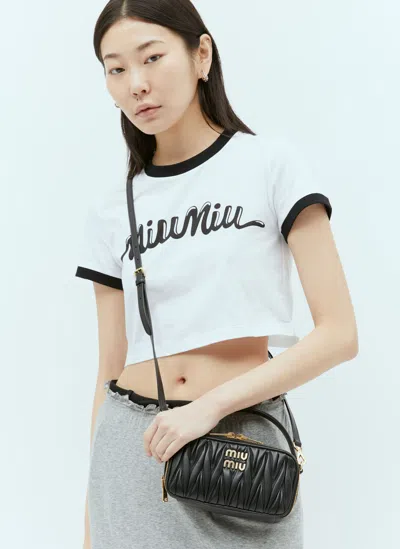 Miu Miu Matelassé Nappa Leather Shoulder Bag In Black | ModeSens