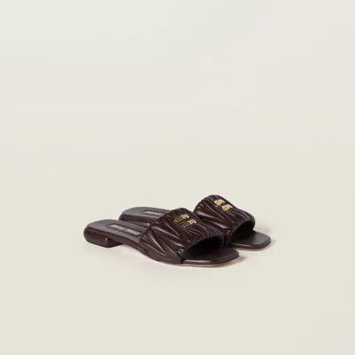 MIU MIU MATELASSÉ NAPPA LEATHER SLIDES