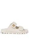 Miu Miu Nappa Leather Slippers Flat Sole In White