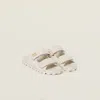 Miu Miu Nappa Leather Slippers Flat Sole In White