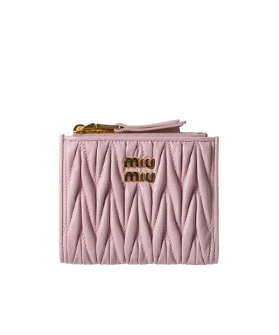 Miu Miu Matelassé Nappa Leather Small Wallet In Black