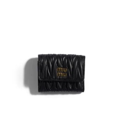 Miu Miu Matelassé Nappa Leather Small Wallet In Black