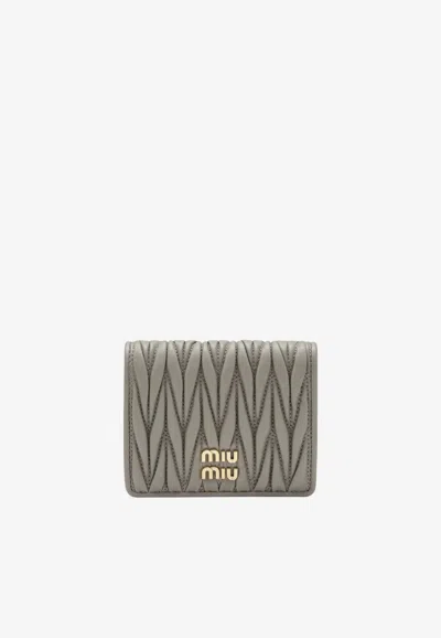 Miu Miu Matelassé Nappa Leather Wallet In Beige