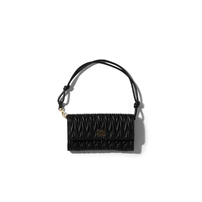Miu Miu Matelassé Nappa Leather Wallet In Black