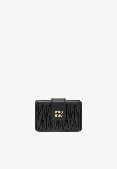 Miu Miu Matelassé Nappa Leather Wallet In Black