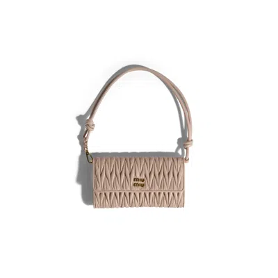 Miu Miu Matelassé Nappa Leather Wallet In Pink