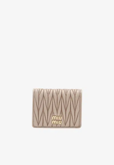 Miu Miu Matelassé Nappa Leather Wallet In Pink