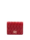 Miu Miu Matelassé Nappa Leather Wallet In Red